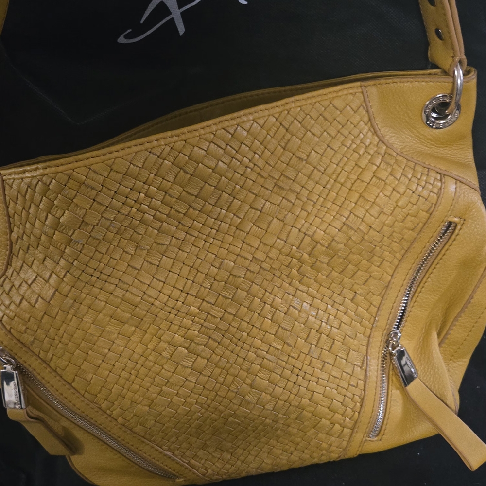 Elegant Mustard Woven Shoulder Bag